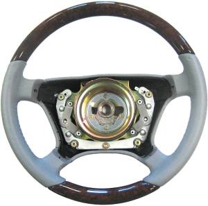 Performance Products® - Mercedes® Steering Wheel, Classic Style, Burlwood & Dark Stone Leather