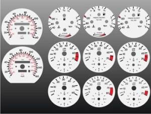 Performance Products® - Mercedes® White Face Gauge Overlay, 1984-1993 (124)