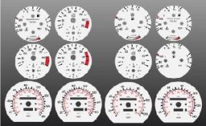 Performance Products® - Mercedes® White Face Gauge Overlay, 1984-1993 (126)