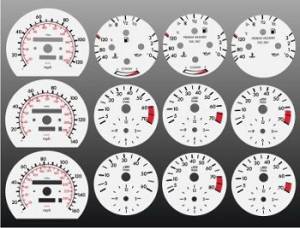 Performance Products® - Mercedes® White Face Gauge Overlay, 1984-1993 (201)