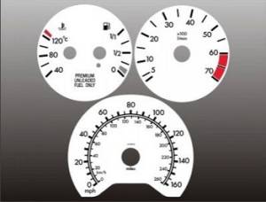 Performance Products® - Mercedes® White Face Gauge Overlay, 1996-1999 (210)