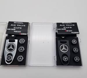 Performance Products® - Mercedes® Wheel Valve Stem Cap Set W/Logo and Key Ring, Fits all models