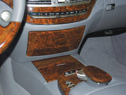 Performance Products® - Mercedes® Wood Kit Set (CD Cover, Under CD, Ashtray, Cup Holder),Gloss Burlwood, 2007-2009 (221)