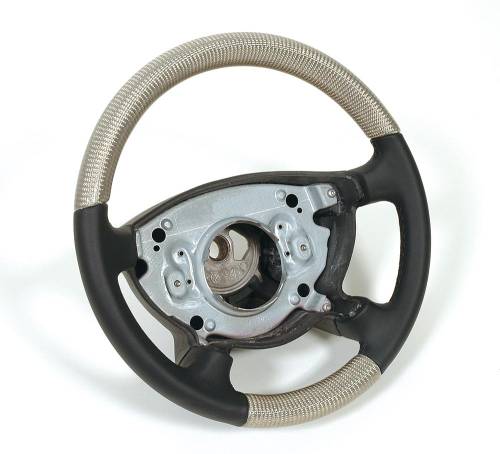 Performance Products® - Mercedes® Steering Wheel, Classic Style, Non-Tiptronic, Silver Carbon Fiber & Black Leather, 2003-2007 (211)