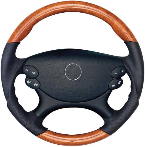Performance Products® - Mercedes® Steering Wheel, Sports Style, Burlwood & Alpaca Grey Leather, MB Tiptronic, SL600/SL500, 2005-2006