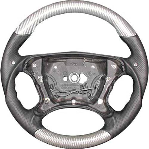 Performance Products® - Mercedes® Steering Wheel, Classic Style, Non-Tiptronic, Silver Carbon Fiber & Black Leather,  2003-2006