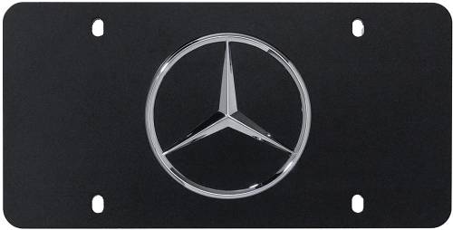 GENUINE MERCEDES - Mercedes® OEM License Plate, Black With Chrome Star, 1954-2014