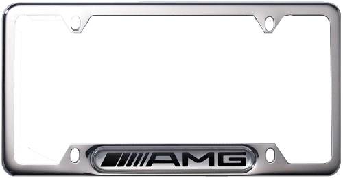 GENUINE MERCEDES - Mercedes® OEM License Plate Frame, Stainless Steel, Black AMG Logo