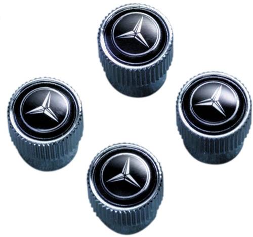 GENUINE MERCEDES - Mercedes® Tire Valve Stem Covers, Black, 1954-2017