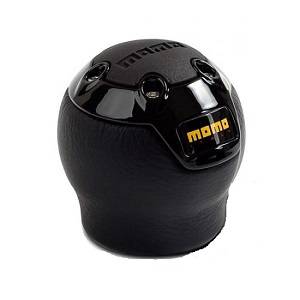 Performance Products® - Mercedes® MOMO® Nero Shift Knob, Reverse Lock-Out, Black Leather with Black Enamel Insert, Momo® Logo Top