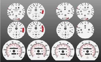 Performance Products® - Mercedes® White Face Gauge Overlay, 1984-1993 (126)