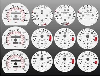 Performance Products® - Mercedes® White Face Gauge Overlay, 1984-1993 (201)