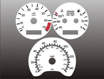 Performance Products® - Mercedes® White Face Gauge Overlay, 1996-1998 (202)