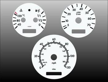 Performance Products® - Mercedes® White Face Gauge Overlay, 1999 (163)