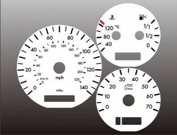 Performance Products® - Mercedes® White Face Gauge Overlay, 2000-2002 (163)