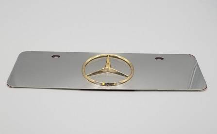 Performance Products® - Mercedes® Logo Mini Plate, Gold Star on Chrome (Frame Not Included)