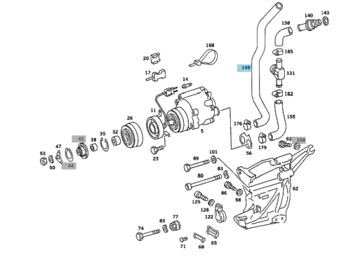 GENUINE MERCEDES - Mercedes® Air Cleaner to Air Pump Hose, 1981-1991 (107/126)