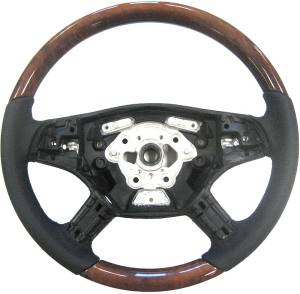 Mercedes® Steering Wheel, Classic Style, Leather, Birdseye Maple & Black Leather, 2006-2008 (164)
