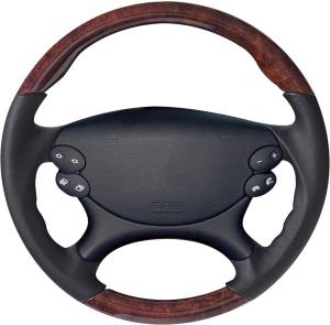 Mercedes® Steering Wheel, Sport Style, Tiptronic, CLS AMG, Burlwood & Black Leather, 2007-2010 (219)