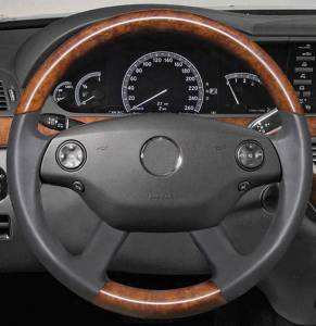 Mercedes® Steering Wheel, Sports Style, Gloss Burlwood & Black Leather, AMG Tiptronic, 2007-2009 (221)