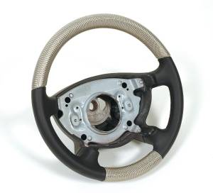 Mercedes® Steering Wheel, Classic Style, Non-Tiptronic, Silver Carbon Fiber & Black Leather, 2003-2007 (211)