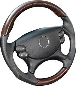 Mercedes® Steering Wheel, Sport Style, Tiptronic, Laurelwood High-Gloss & Black Leather, CLS55 AMG, 2006 (219)