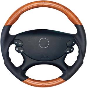 Mercedes® Steering Wheel, Sports Style, Burlwood & Alpaca Grey Leather, Tiptronic, SL600, 2005-2006 (230)