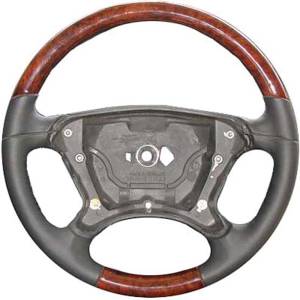 Mercedes® Steering Wheel, Classic Style, Leather, Burlwood & Alpaca Grey, 2003-2008 (209)