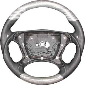 Mercedes® Steering Wheel, Classic Style, Non-Tiptronic, Black Carbon Fiber & Black Leather, 2003-2008 (230)