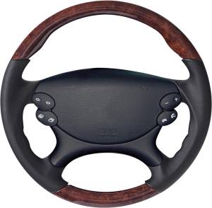 Mercedes® Steering Wheel, Sports Style, Burlwood & Alpaca Grey Leather, 2003-2008 (230)