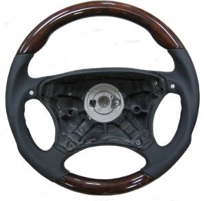Mercedes® Steering Wheel, Sports Style, Burlwood & Charcoal Leather, AMG Tiptronic, 2003-2006 (220)