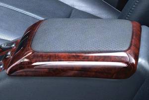 Mercedes® Center Armrest Cover,Burlwood & Ash Leather Insert, 2002-2005 (163)
