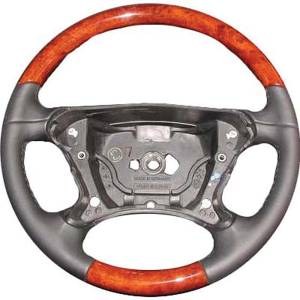 Mercedes® Steering Wheel, Classic Style, Leather, Burlwood & Alpaca Grey, 2003-2008 (230)