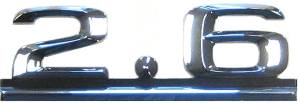 Mercedes® OEM "2.6" Silver Emblem, 1987-1993 (124/201)