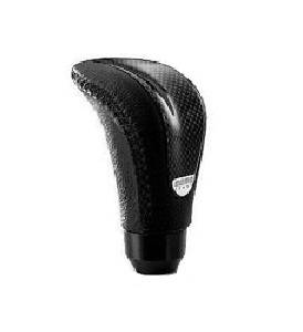 Mercedes® MOMO® COMBAT EVO Shift Knob, Black Leather With Carbon Colored Insert, Matching Stitch MOMO® Italy Emblem