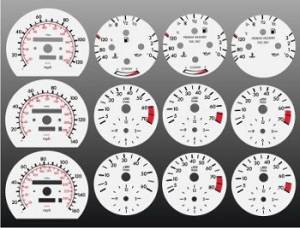 Mercedes® White Face Gauge Overlay, 1984-1993 (201)