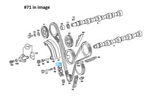 Performance Products® - Mercedes® Timing Chain Guide Rail, Crankcase Side, Right, 1981-1991 (107/126) - Image 2