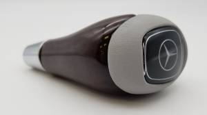 Mercedes® Shift Knob Without Emblem, Burlwood & Light Gray Leather, 1990-1999