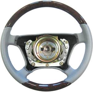 Mercedes® Steering Wheel, Dark Burlwood Walnut & Ash Leather, 1998-2005 (163)