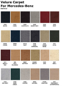 Mercedes® Interior Carpet Kit, Wilton or Velour, Sedan, 1965-1972 (109)