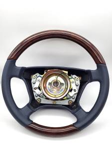  Mercedes® Steering Wheel, Classic Style, Burlwood & Blue Leather, Until 10/1993 (140)