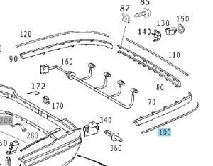 GENUINE MERCEDES - Mercedes® Rear Bumper Chrome Trim, Left, 2000-2006 (220) - Image 2