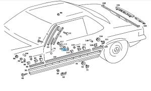 GENUINE MERCEDES - Mercedes® Lower Molding Clip, Fender Moldings, 126-698-01-58 (107/126) - Image 1