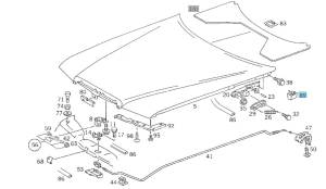 GENUINE MERCEDES - Mercedes® Hood Side Clip, 126-880-00-97 (124/126) - Image 2