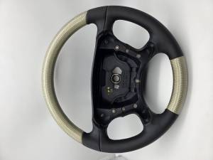 Mercedes® Steering Wheel, Classic Style, Non-Tiptronic, Silver Carbon Fiber & Black Leather,  2003-2006 (230)